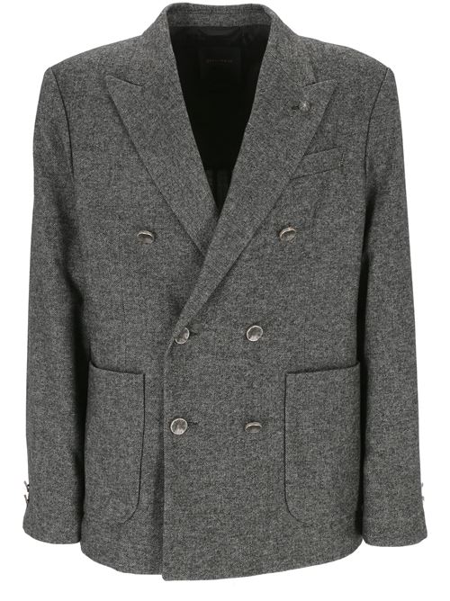 Double-breasted gray jacket with micro-pattern workmanship OFFICINA 36 | 0143500015GRIGIO